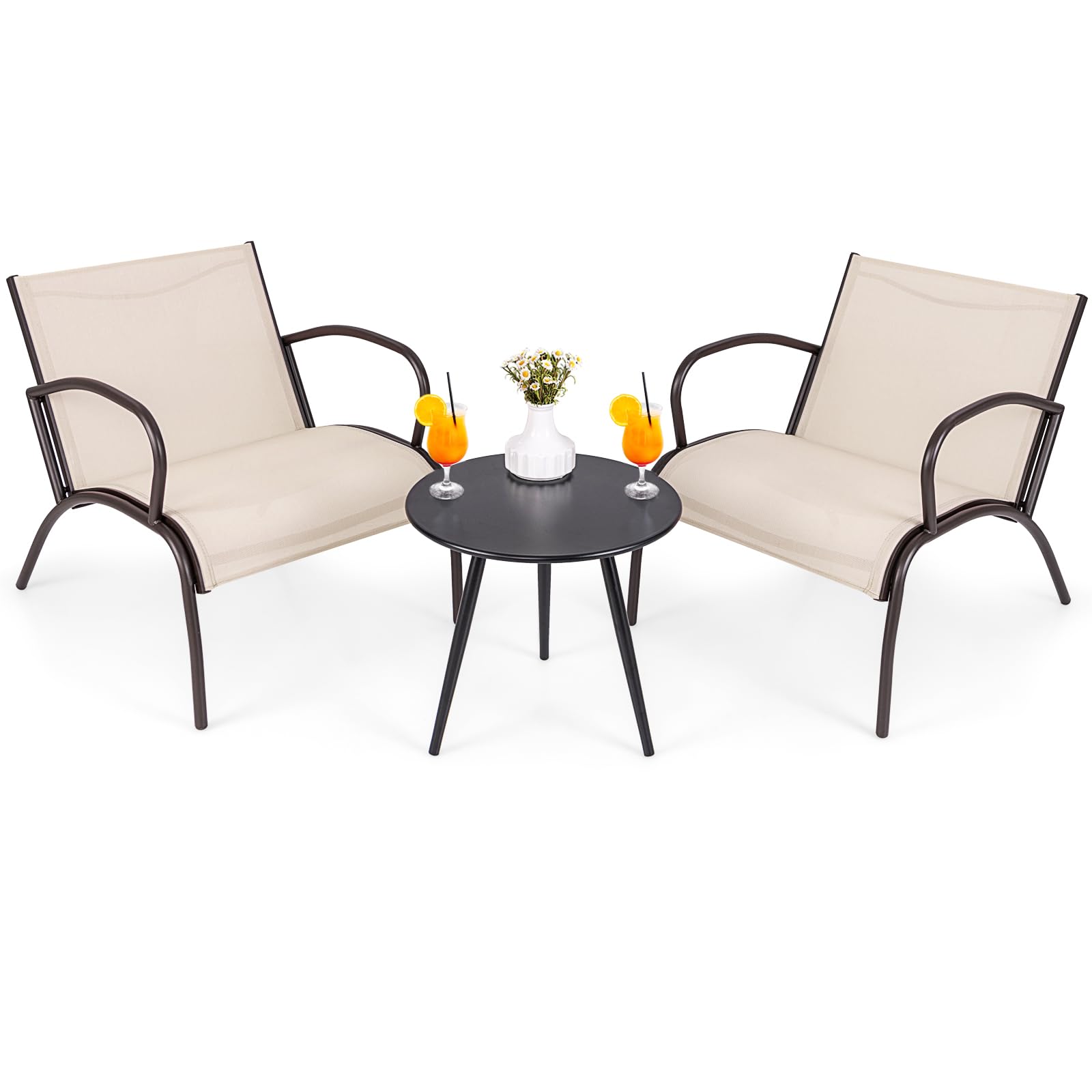 Tangkula 3 Pieces Patio Chair Set